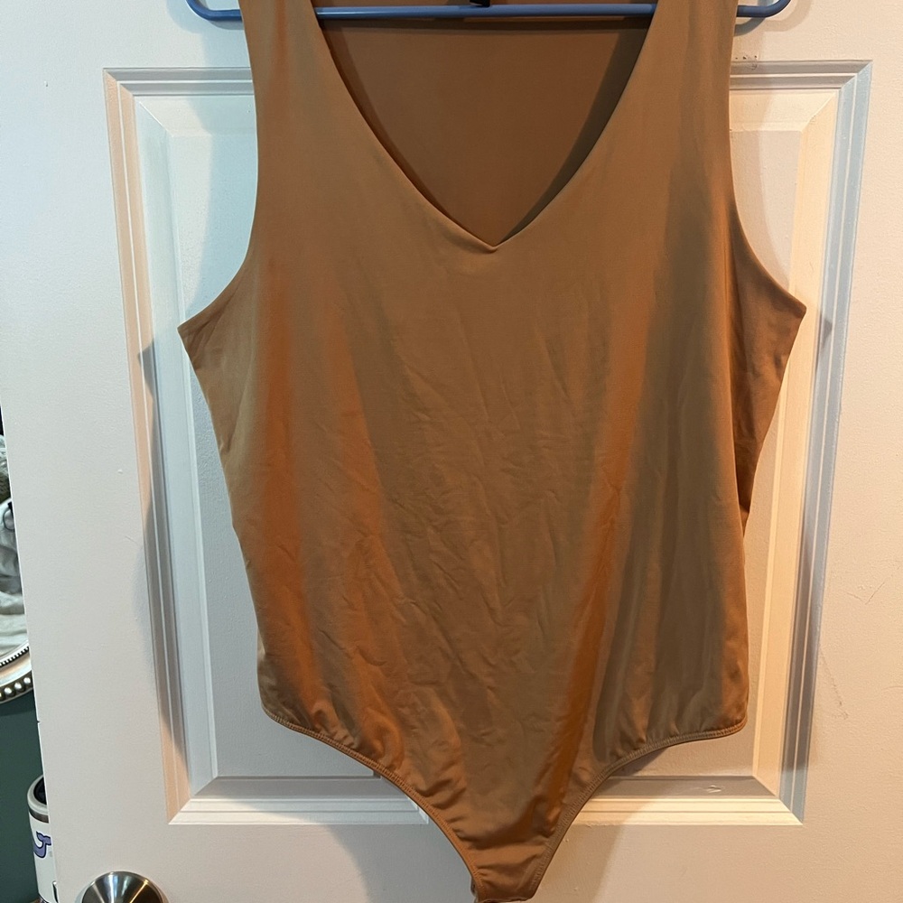 Express Tan V-Neck Bodysuit